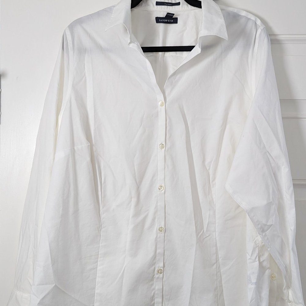 Lands' End White Button-Down Shirt